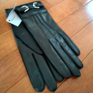 NWT Coach Leather Cashmere Lined Logo Buckle Glove